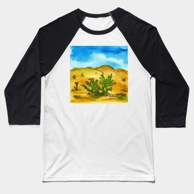 Prickly Pear cactus Baseball T-Shirt by WelshDesigns